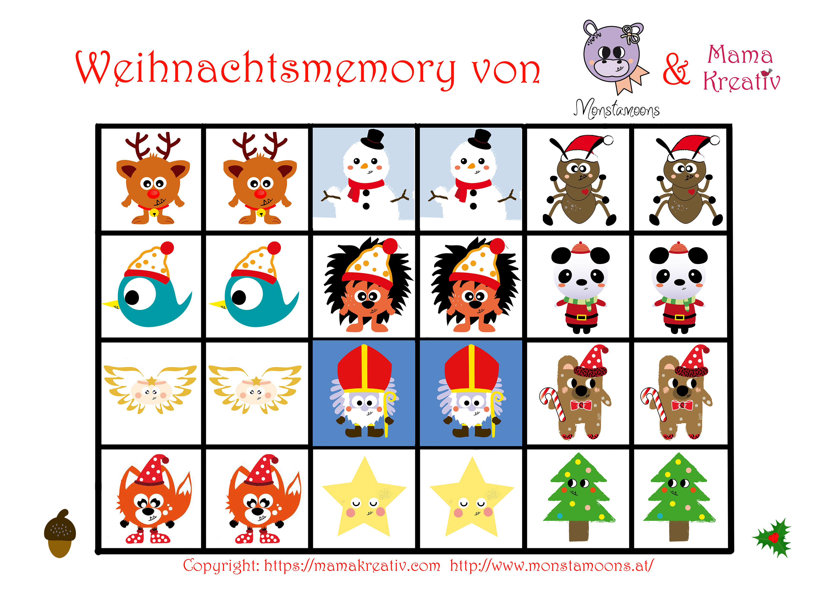 Weihnachtsmemory Selber Machen Mit Monstamoons Freebie Und Verlosung Mama Kreativ